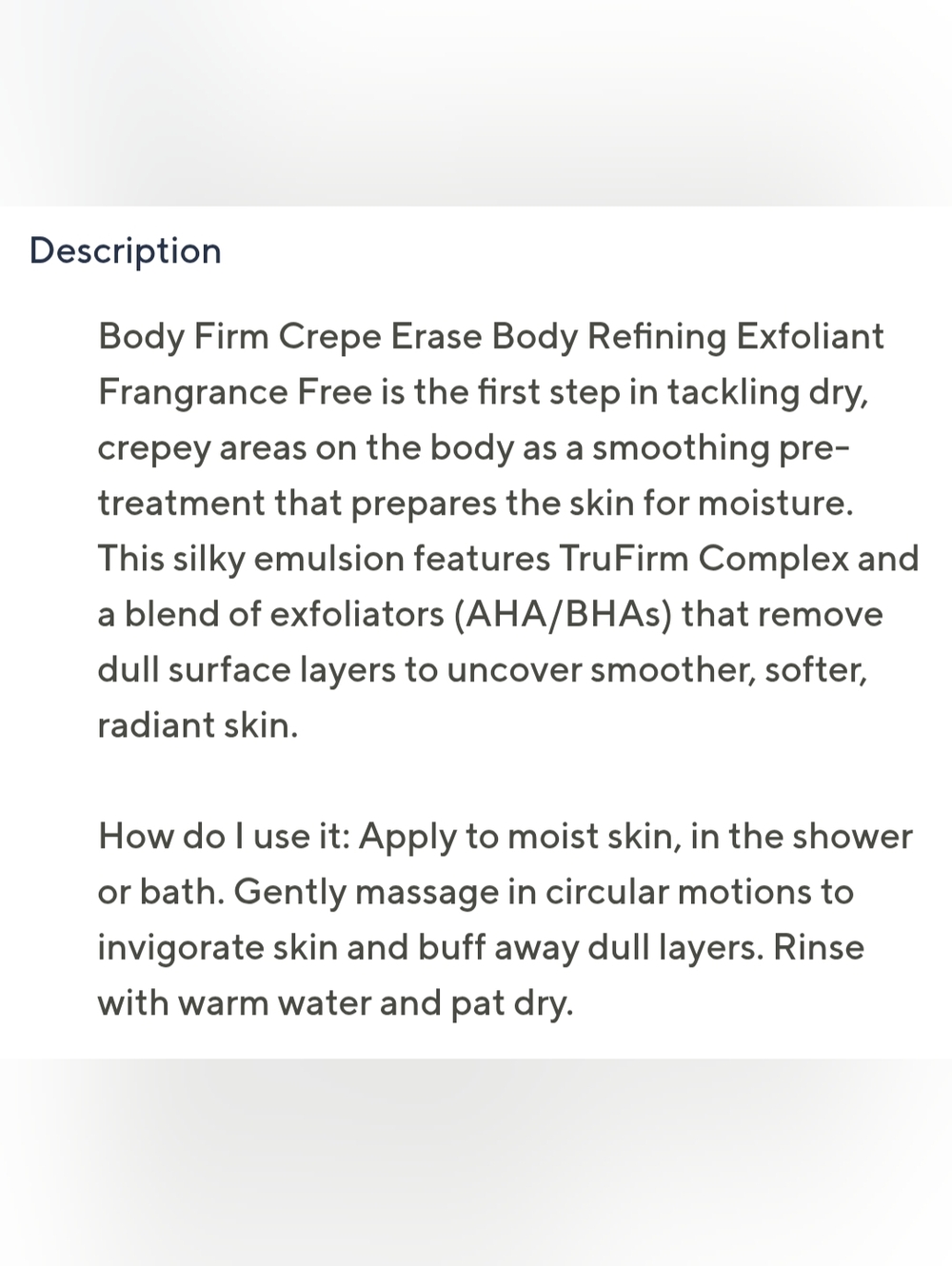 NWT Body Firm CREPE ERASE Body Refining Exfoliant 10 fl oz - Picture 3 of 8